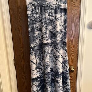 Premise White and Blue Maxi A-Line Skirt